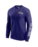 Fanatics Men's Purple Baltimore Ravens Washed Waffle-Knit Long Sleeve T-Shirt