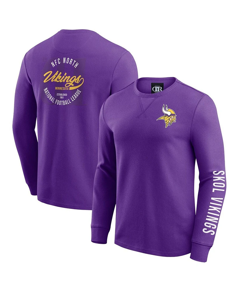 Fanatics Men's Purple Minnesota Vikings Washed Waffle-Knit Long Sleeve T-Shirt