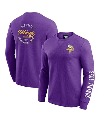 Fanatics Men's Purple Minnesota Vikings Washed Waffle-Knit Long Sleeve T-Shirt