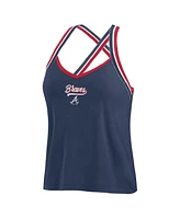 Wear by Erin Andrews Women's Navy Atlanta Braves Cross Strap Tank Top