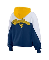 Wear by Erin Andrews Women's Navy West Virginia Mountaineers Color-Block Full-Zip Hoodie