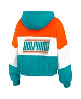 Wear by Erin Andrews Women's Aqua Miami Dolphins Color Block Full-Zip Windbreaker Jacket