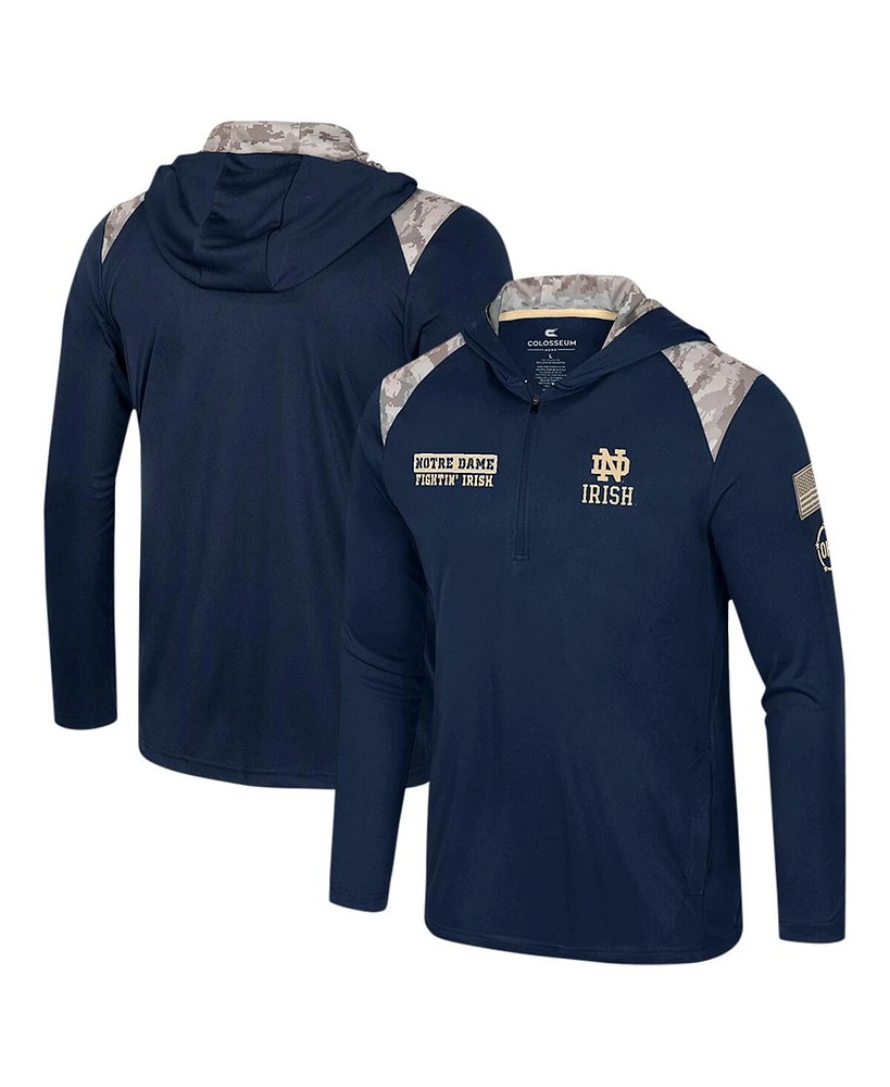 Colosseum Men's Navy Notre Dame Fighting Irish Oht Military Appreciation Quarter-Zip Hoodie Jacket