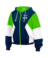 Wear by Erin Andrews Women's Royal Seattle Seahawks Color Block Full-zip Windbreaker Jacket