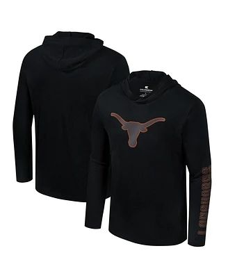 Colosseum Men's Black Texas Longhorns Color Pop Active Blend 2-Hit Long Sleeve Hooded T-Shirt