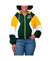 Wear by Erin Andrews Women's Green Bay Packers Color Block Full-zip Windbreaker Jacket