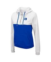 Colosseum Women's White/Royal Duke Blue Devils Aidan Lightweight Half-Zip Hoodie