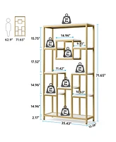 Tribesigns 71” Tall Bookshelf with Metal Frame and Open Display Shelf,Bookcases and Bookshelves