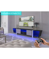 Slickblue Tv Console with Large Storage Cabinets Spacious Entertainment Center for Organizing Media and Accessories