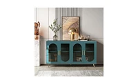 Slickblue Wood Tv Stand for 65"+ TVs Media Console with Storage Cabinet and Adjustable Shelves for Living Room and Bedroom