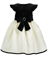 Blueberi Boulevard Baby Girls Bow-Front Black White Special Occasion Dress