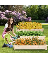 Slickblue Wooden Raised Vegetable Garden Bed 3 Tier Elevated Planter Kit Outdoor Gardening