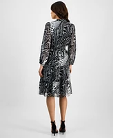 Sandra Darren Women's Printed Tiered Fit & Flare Dress