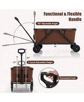 Costway Heavy-Duty Wagon Cart with Adjustable Handlebar Bottle Holders & Storage Pocket