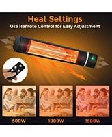 Gymax 1500W Electric Patio Heater Wall-Mounted Infrared Heater w/Remote Control Silver