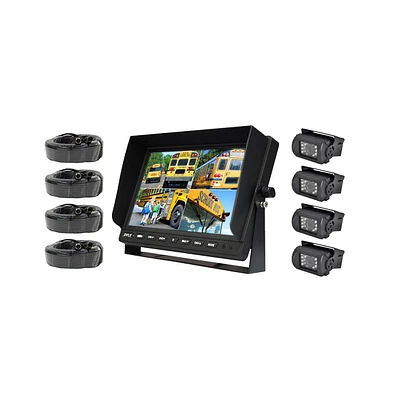 Pyle Backup Cameras & Monitor System - 10" Monitor with 4 Night Vision Cameras, Weatherproof, for Trucks & Buses (PLCMTR104)