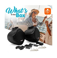Pyle 8" Marine Wakeboard Tower Speakers - 300W Waterproof, Dual Bullet Style, Black (PLMRB85)
