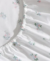 Laura Ashley Harperette Printed Hem 200-Thread Count Cotton Percale 4 -Pc. Sheet Set, Full