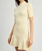 En Saison Women's Sanam Mock-Neck Mini Sweater Dress