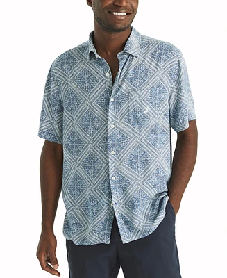 Nautica Men's Printed Linen Short Sleeve Shirt