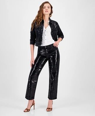 Guess Women's Jill Sequin-Front Boyfriend Jeans