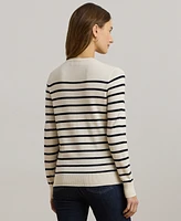 Lauren Ralph Petite Striped Cotton-Blend Sweater