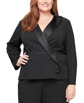 Alex Evenings Plus Long-Sleeve Tuxedo Blouse