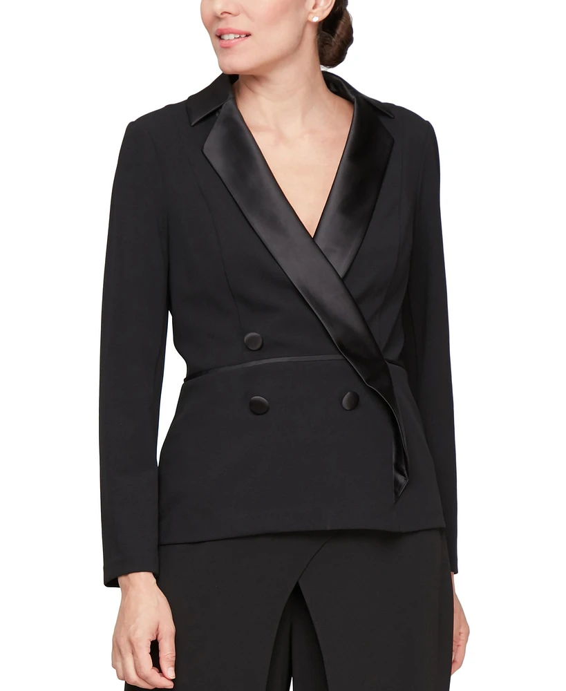 Alex Evenings Petite Long-Sleeve Tuxedo Blouse