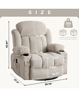 Boyel Living Swinging Recliner Massage Heated Sofa with Usb and 2 Cup Holders