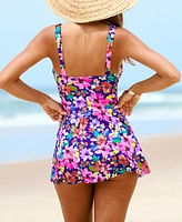 Cupshe Women's Scoop Neck Tie Knot One Piece Swimsuit Swim Dress