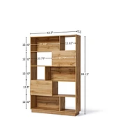 LuxenHome 8-Shelf and 2-Cabinet Tall Bookcase with Doors