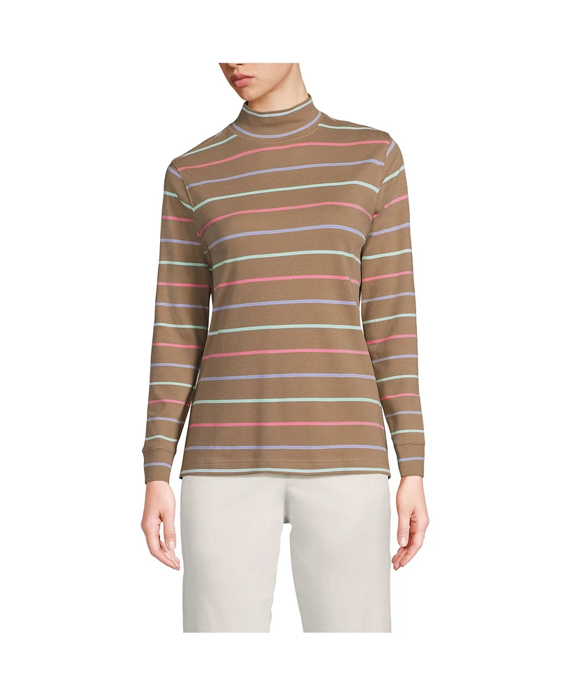 Lands' End Petite Relaxed Cotton Long Sleeve Mock Turtleneck