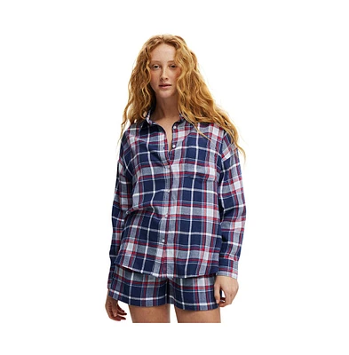 Cotton On Women's Flannel Boyfriend Long Sleeve Shirt