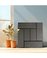 Wood Plastic Composite Deck Tiles Set of 20pcs, Composite Decking Resist Rust, Patio Flooring Outdoor Waterproof, Floor Tiles for Balcony, Backyard