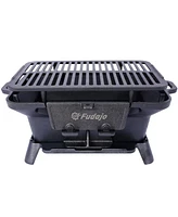 Oval Cast Iron Grill Outdoor, Portable Charcoal Grill and Tabletop Cast Iron Skillet