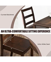 Gymax Set of Dining Chairs Ladder Back Armless Side Chair w/ Solid Rubber Wood Legs