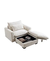 Streamdale Furniture Beige Corduroy Sofa Couch, Modular Couch with Storage Ottoman, Couch Deep Seat Couches for Modern Living Room/Apartment/Office