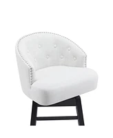 33.25" Swivel Counter Stools Set of 2, Upholstered Counter Height Bar Stools with Solid Rubber Wood Frame, Backrest, Footrest, Armless Barstools
