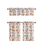 Kate Aurora 3 Piece Thanksgiving Autumn Harvest Pumpkins & Leaves Kitchen Curtain Tier & Valance Set