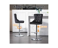 gaomon Velvet Bar Stools Set of 2, Modern Upholstered Bar Chairs