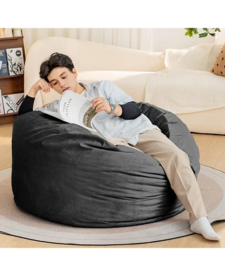 Bean Bag Chair 4Foot Luxurious Velvet Ultra Soft Fur with High-Rebound Memory Foam for Adults Plush Lazy Sofa with Fluffy Removable Sponge