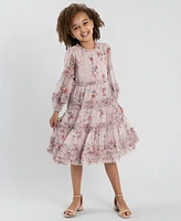 Rare Editions Little Girls Pleated Floral Chiffon Dress