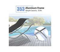 gaomon Outdoor Patio Chaise Lounge Set of 2, 3 Pieces Pool Lounge Chairs with Arm & Side Table, Beach Sunbathing Lawn Aluminum Chairs for Outside