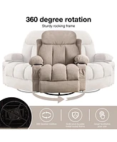 Boyel Living Swinging Velvet Recliner Massage Heated Sofa with Usb and Cup Holder