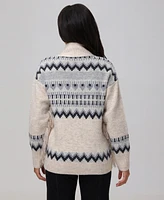 Frye Women's Fringe-Trim Fair Isle Shawl-Collar Cardigan