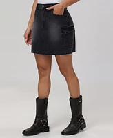 Frye Women's Utility Cargo Denim Mini Skirt