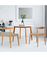 Slickblue Set of 2 Mid Century Dining Chairs – Wooden Armchairs with Faux Leather Cushions for Timeless Style