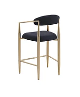 Streamdale Furniture Modern Boucle Bar Stools Set of 2 Modern Upholstered Bar Height Barstools Vintage High Island Chairs with Metal Frame/Back/Arms f