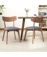 Streamdale Furniture Mid-Century Walnut Finished Frame Upholstered Dining Chairs (Set of 2) (Dark Grey)