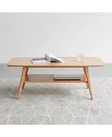 Center table Low Table 100% solid wood Top plate Desk Coffee table Width 120 x Depth 56 x Height 44 cm Study desk Work from home Easy to assemble Natu